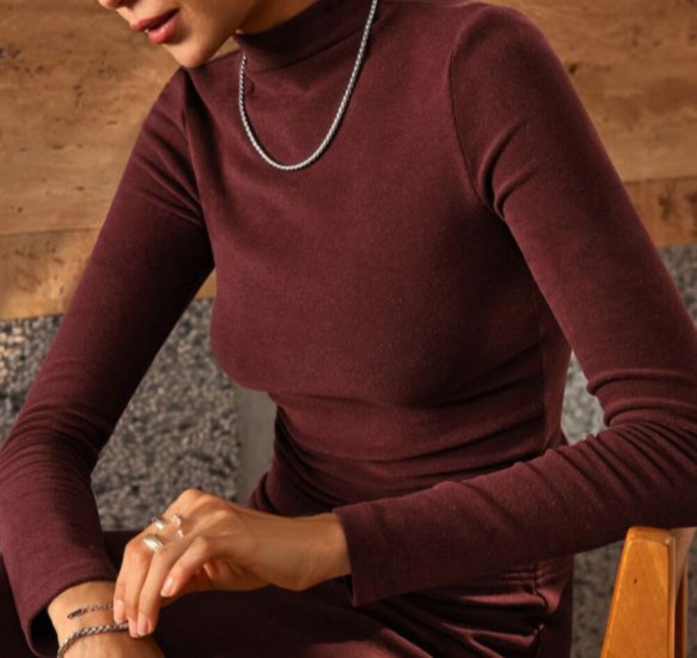 OGL EcoMousse ProWarm Long Sleeve Mock Neck Top Ruby Size XS